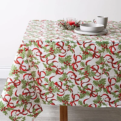 Santa's Secrets Fun Vinyl Tablecloth with Flannel Back