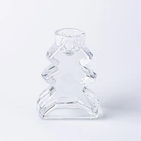 Deco Noel Christmas Glass 'Tree' Taper Candle Holder (Clear)