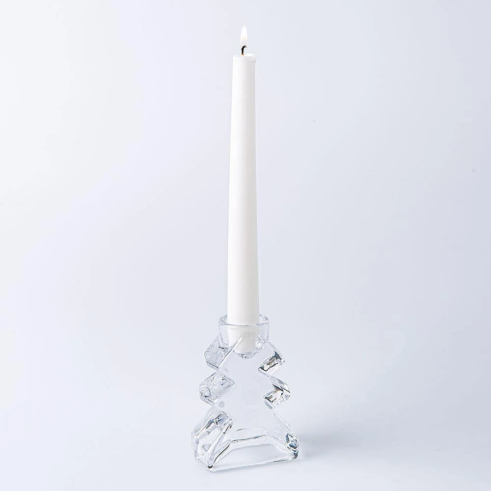 Deco Noel Christmas Glass 'Tree' Taper Candle Holder (Clear)