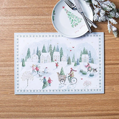 Primatives By Kathy Christmas Paper 'Winter' Placemat - Set of 24