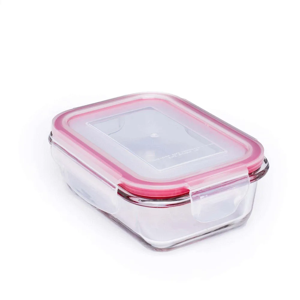 KSP Clip It Glass 370ml Storage Container (Red)