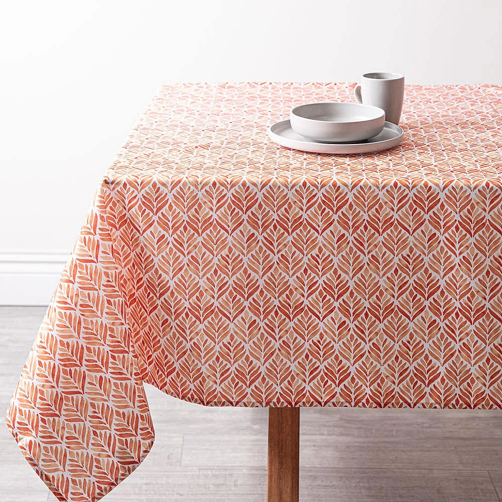 Easycare Printed 'Calme' Polyester Tablecloth 58x78" (Rust)