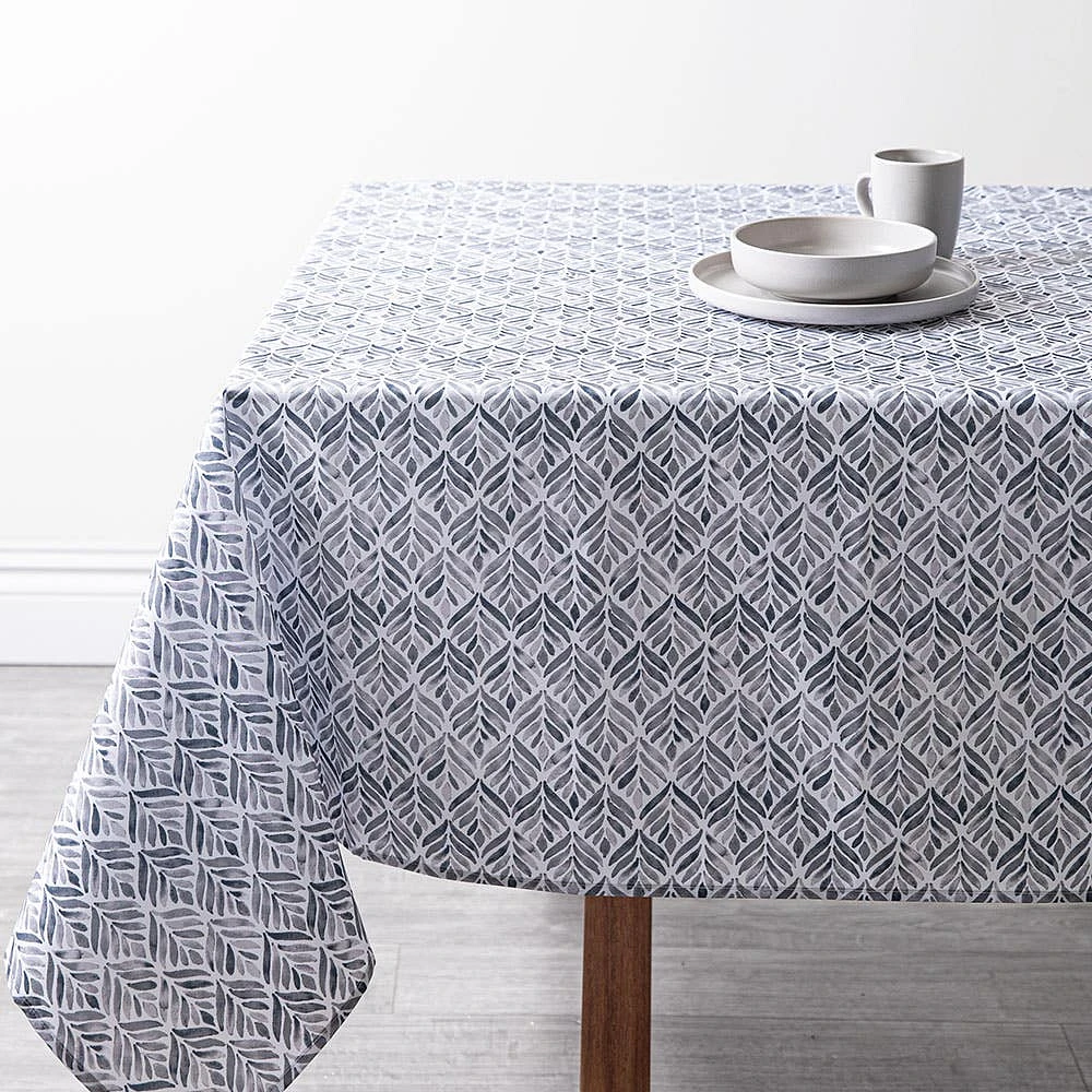 Easycare Printed 'Calme' Polyester Tablecloth 58x78" (Grey)