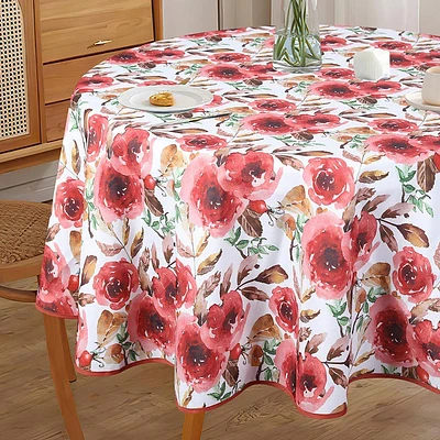 Easycare Printed 'Rose' Polyester Tablecloth 70" Dia.