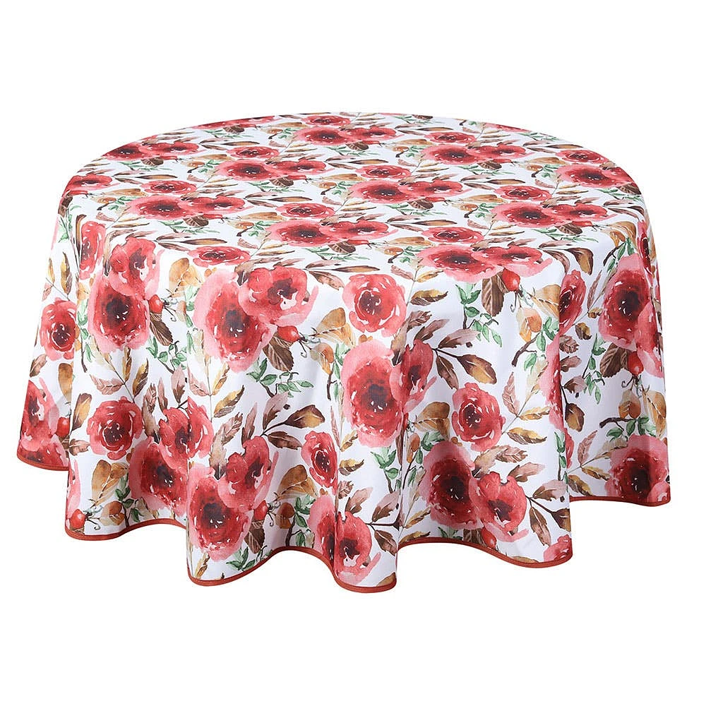 Easycare Printed 'Rose' Polyester Tablecloth 70" Dia.