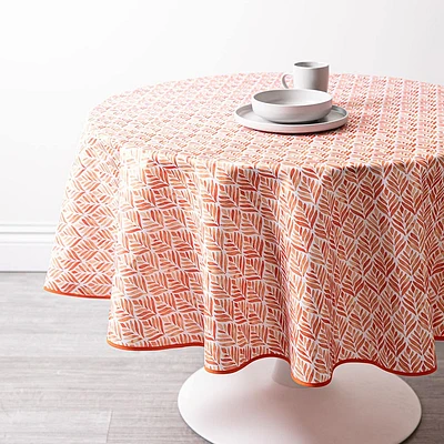 Easycare Printed 'Calme' Polyester Tablecloth 70" Dia. (Rust)