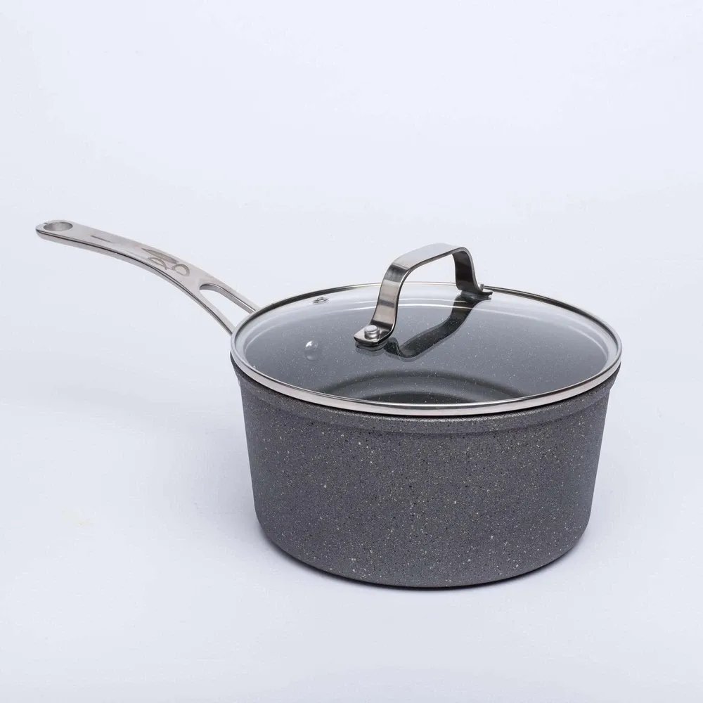 The Rock Gourmet Non-Stick 3L Saucepan with Lid (Grey)