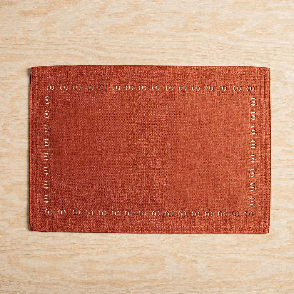 Harman Hemstitch Pumpkin Polyester Placemat