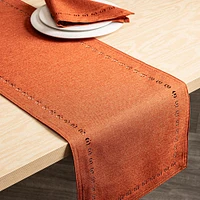 Harman Hemstitch Pumpkin Polyester Runner (14x120")