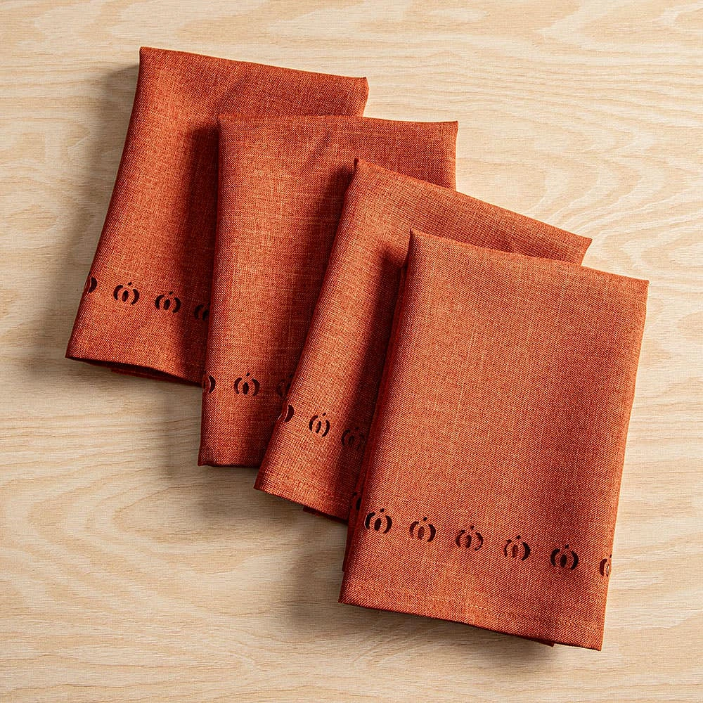 Harman Hemstitch Pumpkin Polyester Napkin - Set of 4