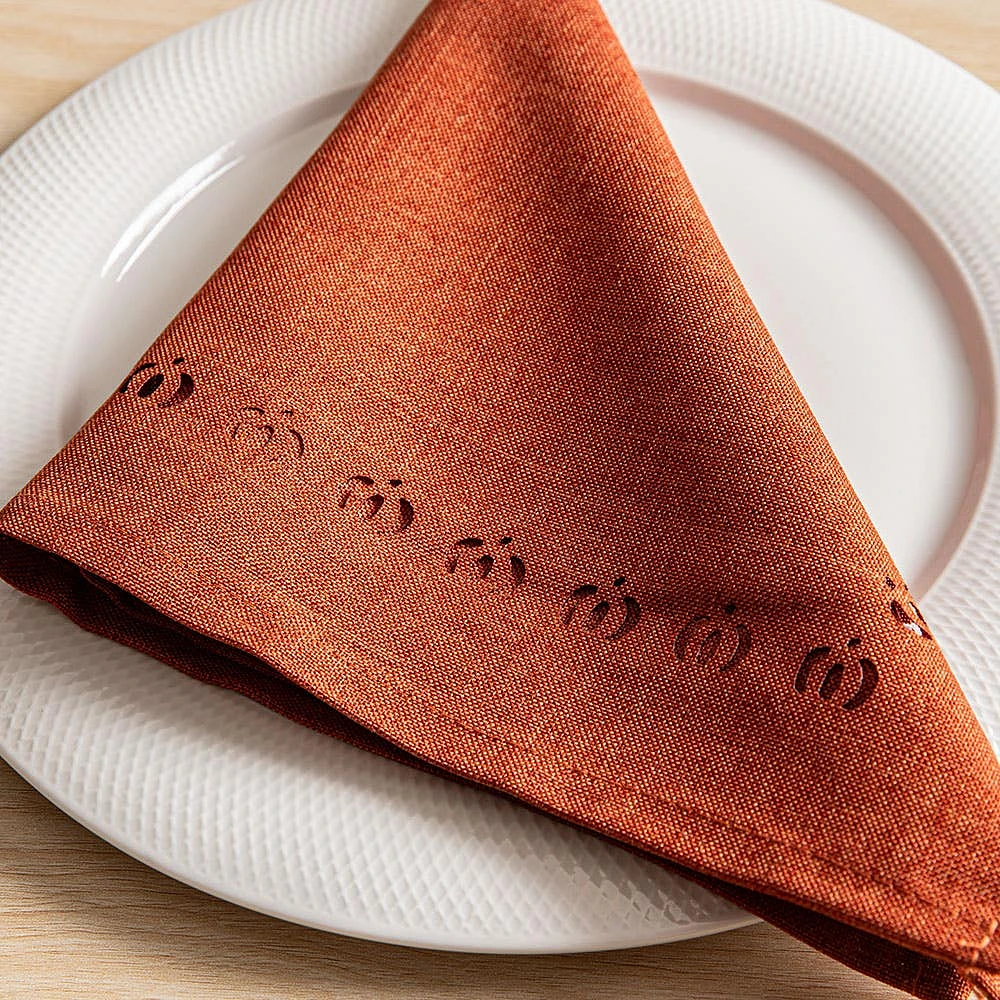 Harman Hemstitch Pumpkin Polyester Napkin - Set of 4