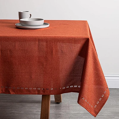 Harman Hemstitch Pumpkin Polyester Tablecloth (60x90")