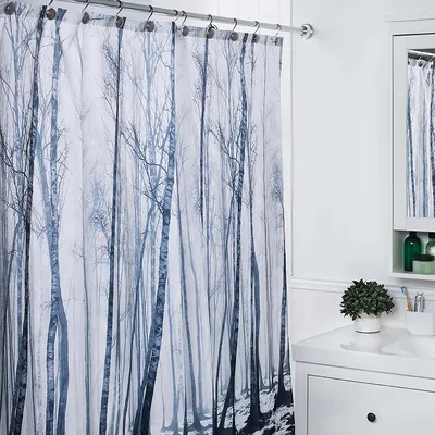 Splash Polyester 'Fog Forest' Shower Curtain (Black/White)