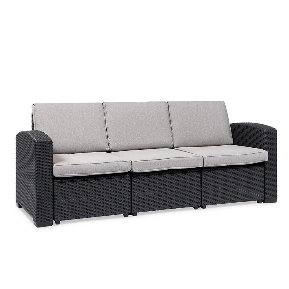 KSP Miami '3-Seat' Couch with Cushions (Brown/Grey)