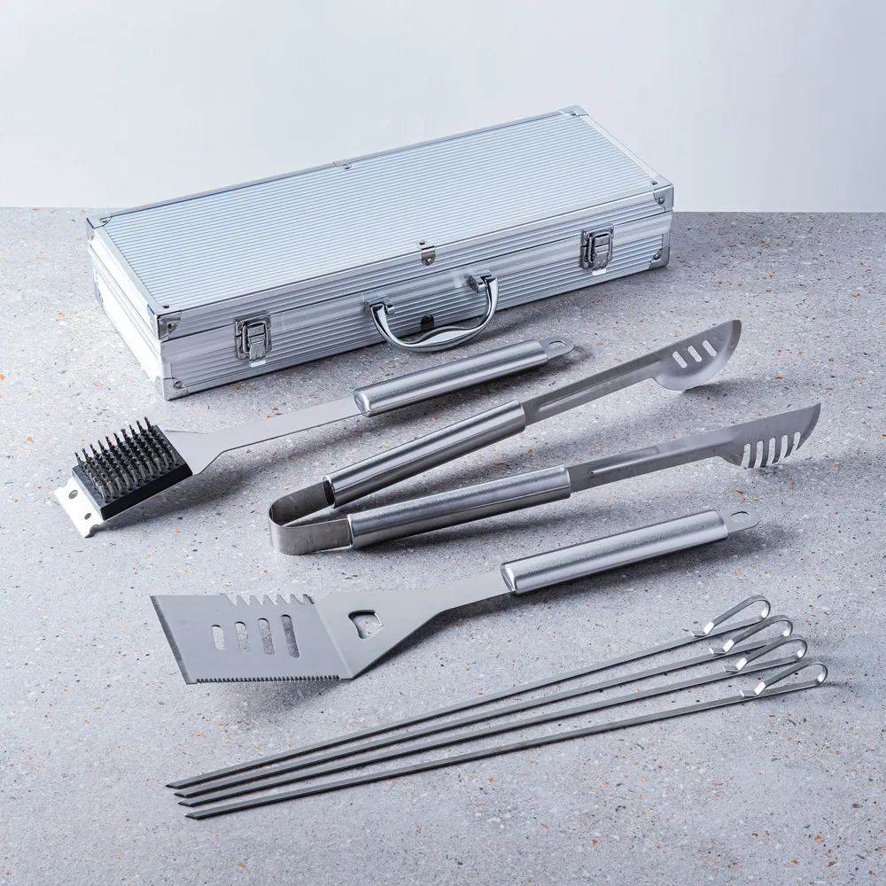 KSP Gourmet Bbq Tools In Aluminum Case - Set of 7 (Stainless Steel)