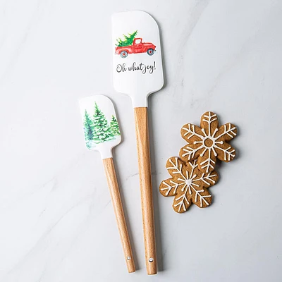 KSP Christmas Cook 'Truck' Silicone Spatula with Wood Handle - Set/2