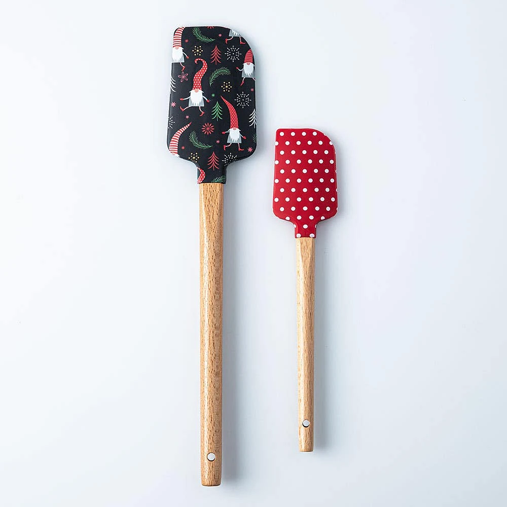 KSP Christmas Cook 'Gnome' Silicone Spatula with Wood Handle - Set/2