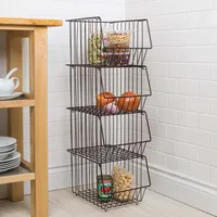 KSP Ashley Stacking Wire Basket - Set of 4 (Brown) 27 x 37 x 94 cm