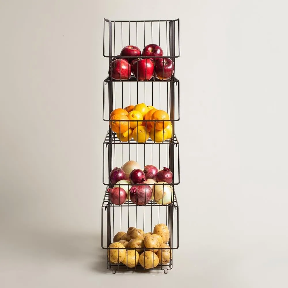 KSP Ashley Stacking Wire Basket - Set of 4 (Brown) 27 x 37 x 94 cm