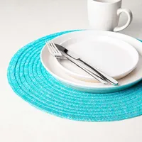 Harman Urban Two Tone Woven Round 'Urban 2-Tone' Vinyl Placemat (Aqua)