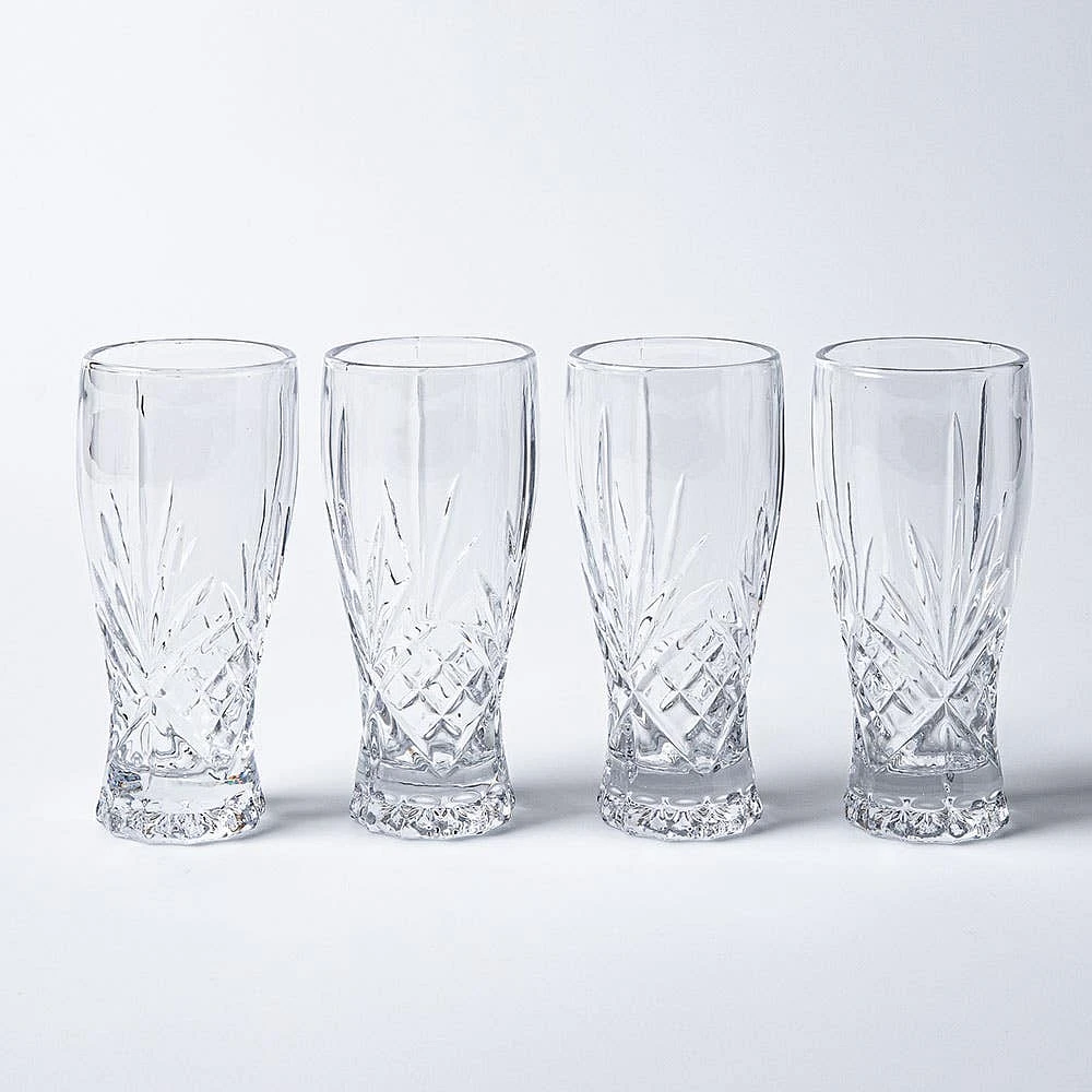 Godinger Dublin Crystal-Cut Pilsner Beer Glass - Set of 4 (Clear)