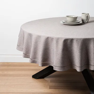 Harman Hemstitch Polyester Tablecloth 70" Round (Dark Grey)