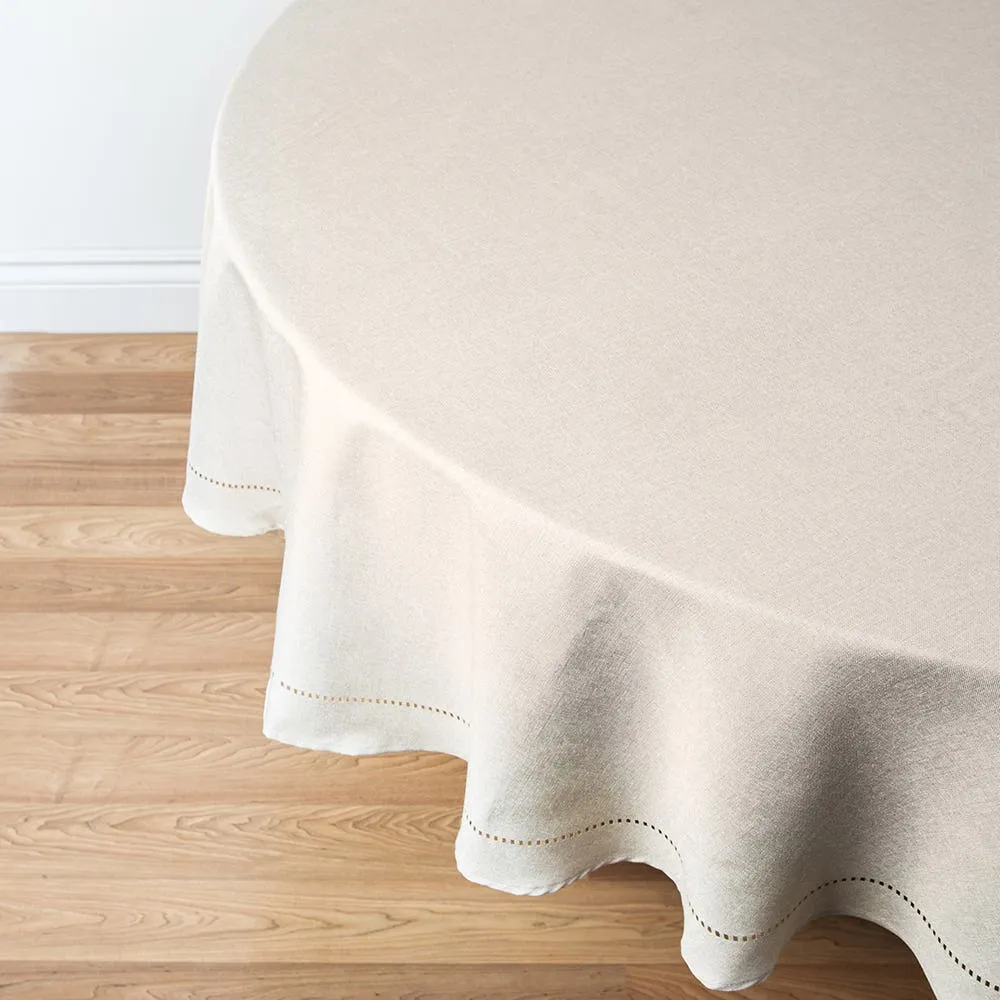 Harman Hemstitch Polyester Tablecloth 70" Round (Linen)