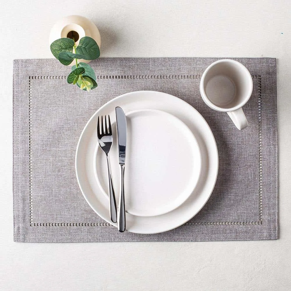 Harman Hemstitch Polyester Placemat (Dark Grey)