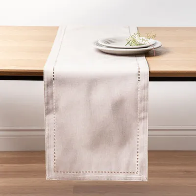 Harman Hemstitch Polyester Runner (Linen)