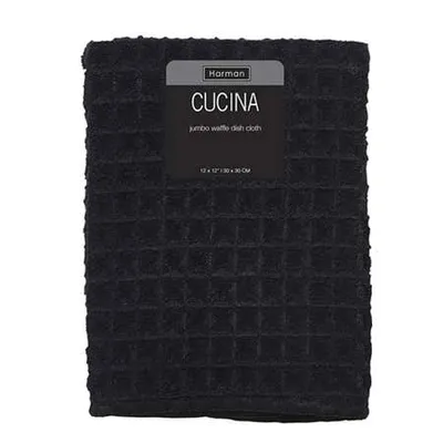 Harman Cucina Microfiber Jumbo Waffle Cloth - Set of 2 (Black)