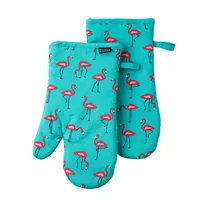 Harman Gourmet 'Flamingo' Cotton Oven Mitt - Set of 2 (Aqua)