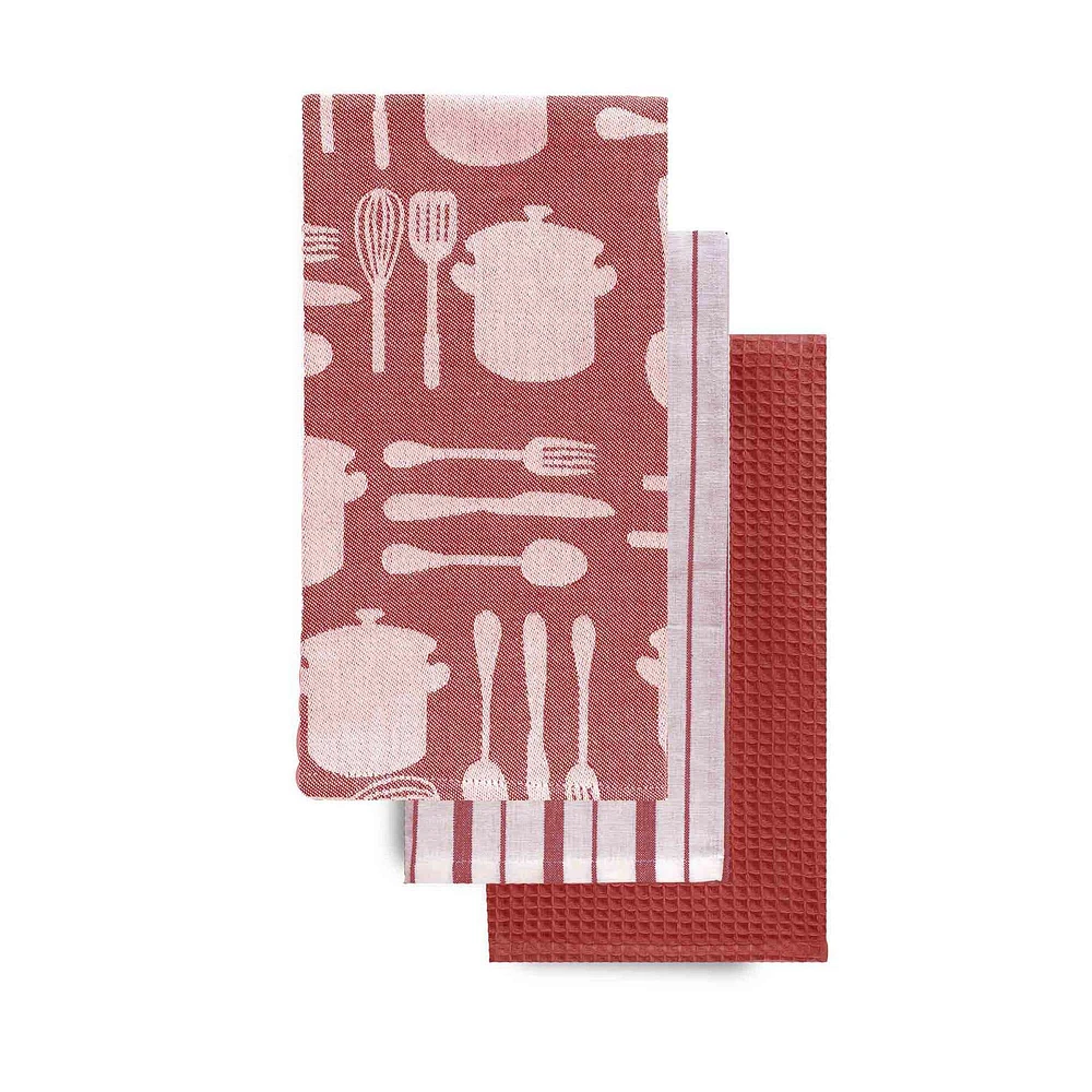 Harman Combo 'Utensil' Cotton Kitchen Towel - Set of 3 (Chili Pepper)