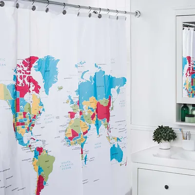 Moda At Home Polyester 'Global' Shower Curtain (Multi Colour)