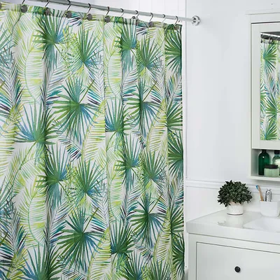 Moda At Home Polyester 'Palm Tree' Shower Curtain (Green/White)