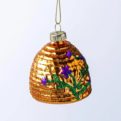 KSP Christmas 'Beehive' Glass Ornament (Yellow)