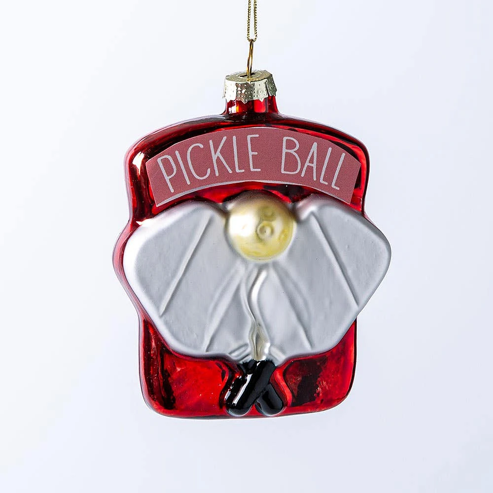 KSP Christmas 'Pickleball' Glass Ornament (Multi Colour)