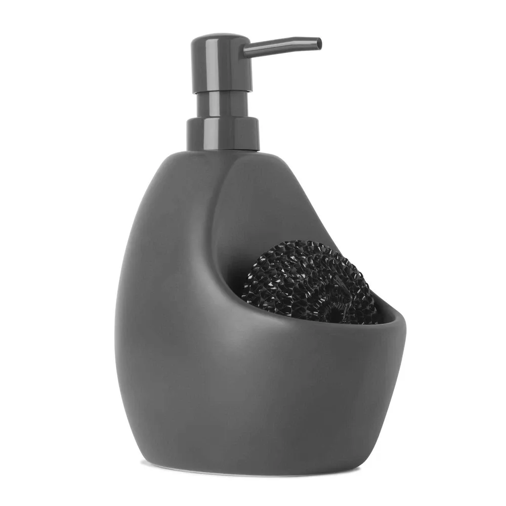 Umbra Joey Ceramic Soap Pump with Scrubby (Charcoal)