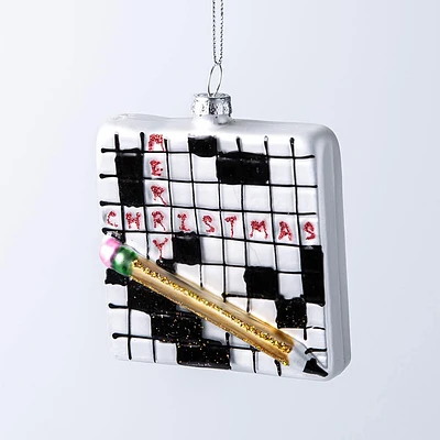 KSP Christmas 'Crossword' Glass Ornament (Multi Colour)