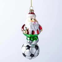 KSP Christmas 'Soccer Santa' Glass Ornament (Multi Colour)