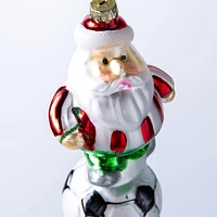 KSP Christmas 'Soccer Santa' Glass Ornament (Multi Colour)