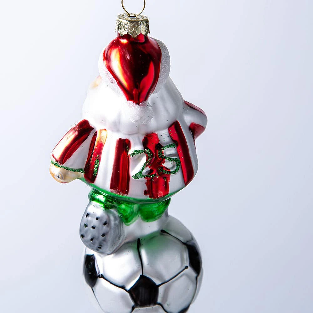 KSP Christmas 'Soccer Santa' Glass Ornament (Multi Colour)