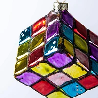 KSP Christmas 'Rubiks Cube' Glass Ornament (Multi Colour)