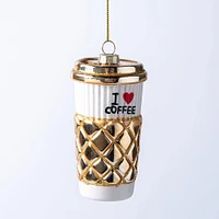 KSP Christmas 'Coffee Tumbler' Glass Ornament (Multi Colour)