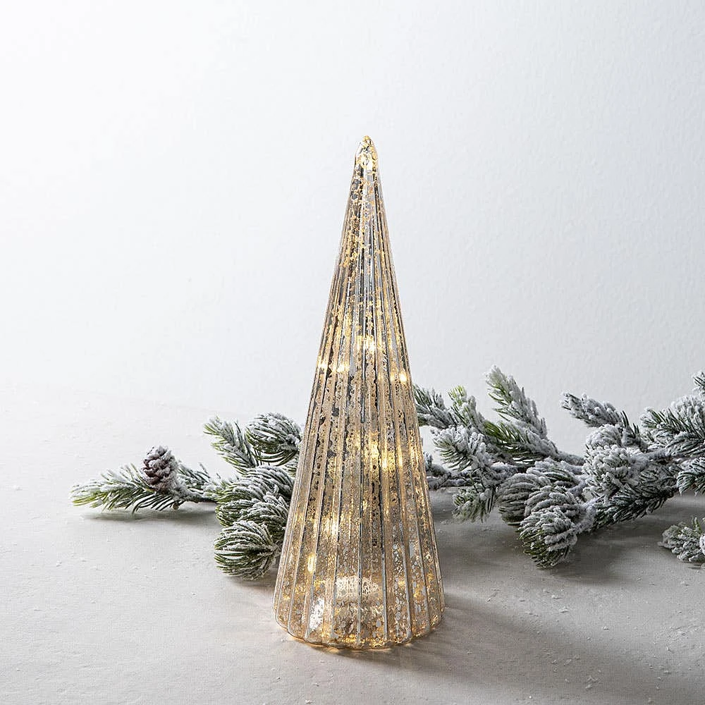 KSP Christmas Radiant Pine LED Glass Tree 23.4cm (Silver)