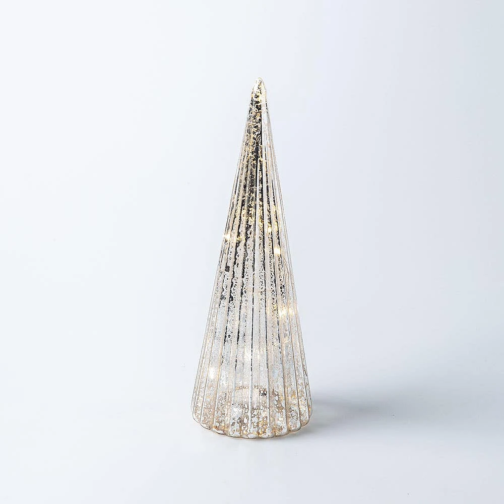 KSP Christmas Radiant Pine LED Glass Tree 23.4cm (Silver)