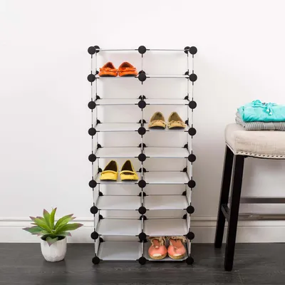 KSP Closet Cube '16-Shoe' Plastic Shoe Cabinet (White)