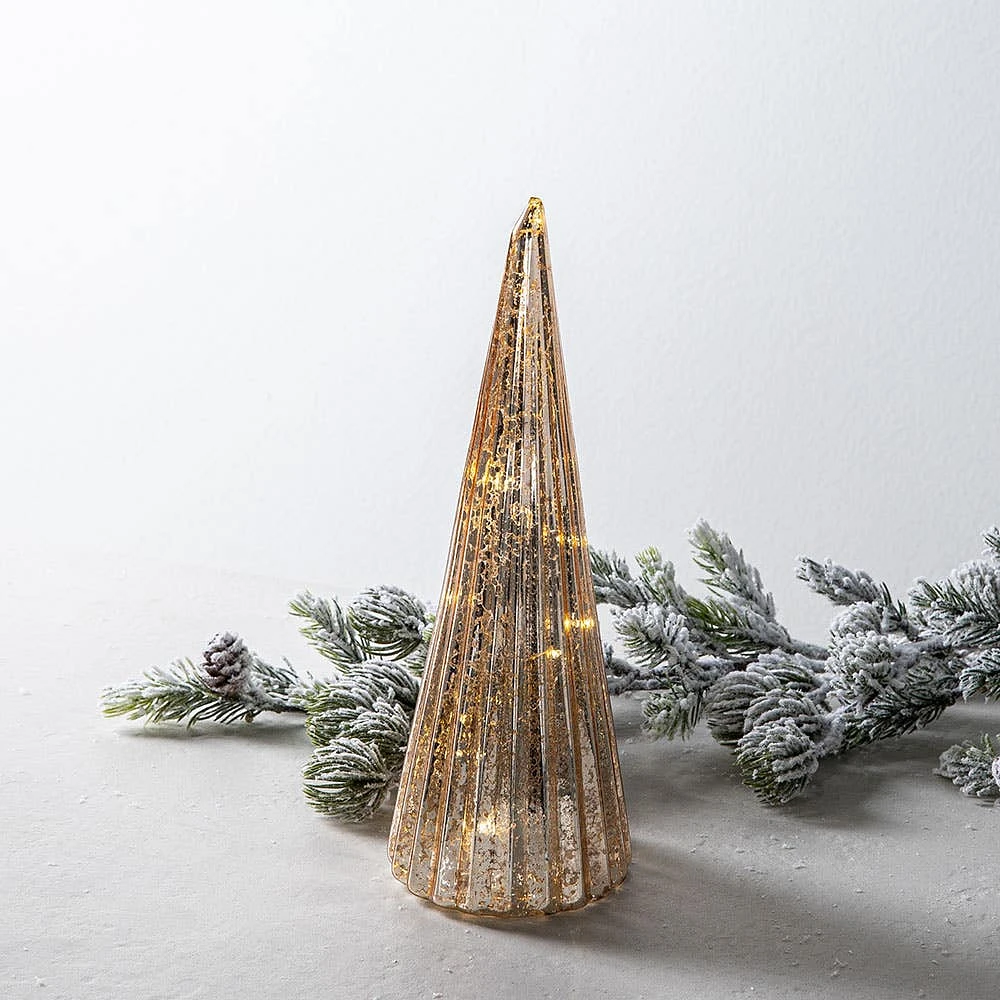 KSP Christmas Radiant Pine LED Glass Tree 23.4cm (Gold)