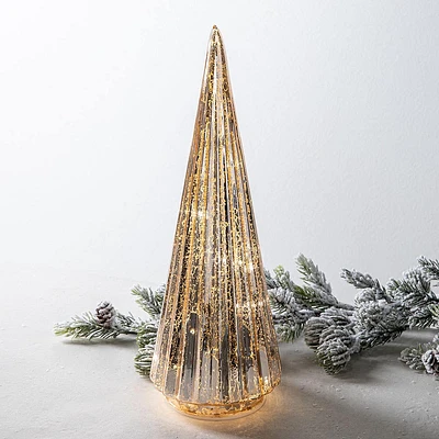 KSP Christmas Radiant Pine LED Glass Tree 31.7cm (Gold)