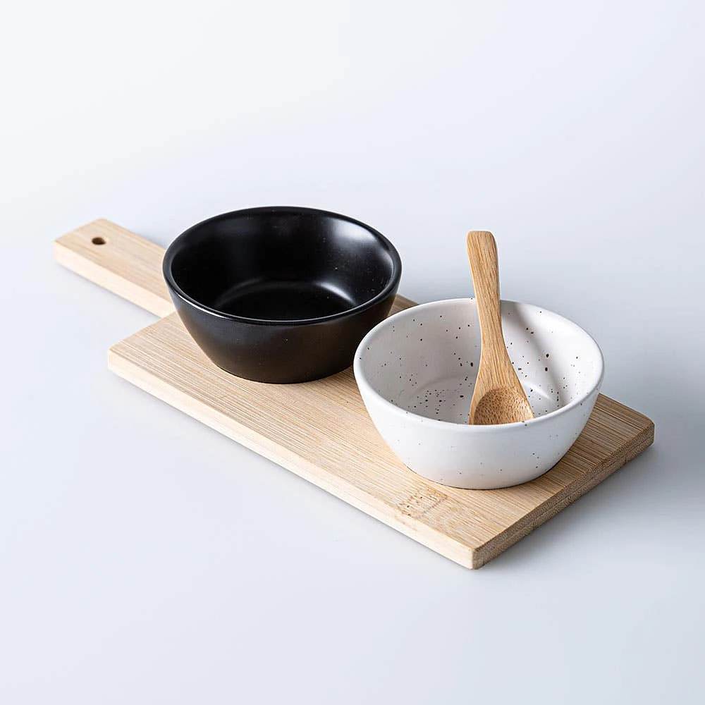 KSP Tapas Tray with Mini Bowls & Spoon - Set of 4
