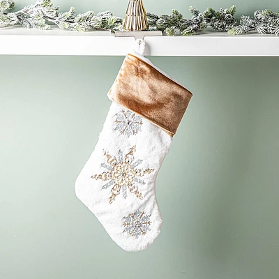 KSP Christmas 'Snowflakes' Faux Fur Stocking (Multi Colour)